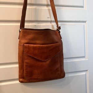 Latico Leather brown crossbody genuine leather, beautiful stitching gently used